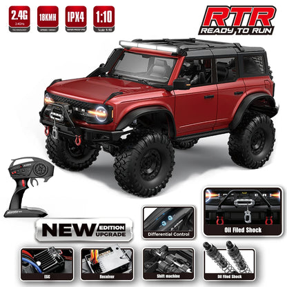 1/10 RC Car 4WD RTR HB R1001 Horse Full Scale with LED 2.4G Electric Remote Control Rock Buggy Off-road Vehicle Toys Boys Gifts