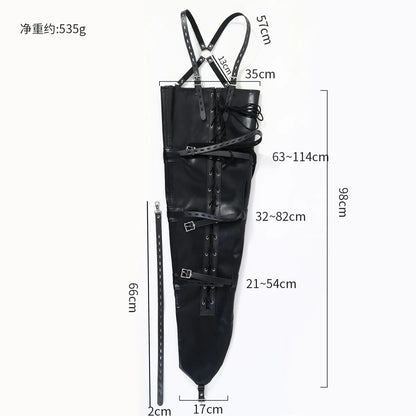 BDSM Mermaid Restraint Bag Leather Straitjacket Fetish Half Body Bondage Legging Binder Slave Ankle Cuff Binding Erotic Sex Tool