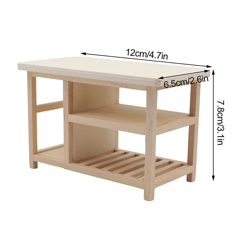 1/12 Doll House Furniture Miniature Wooden Console Table Cabinet Kitchen Room Sideboard Bathroom Living Room Shelf For Dollhouse