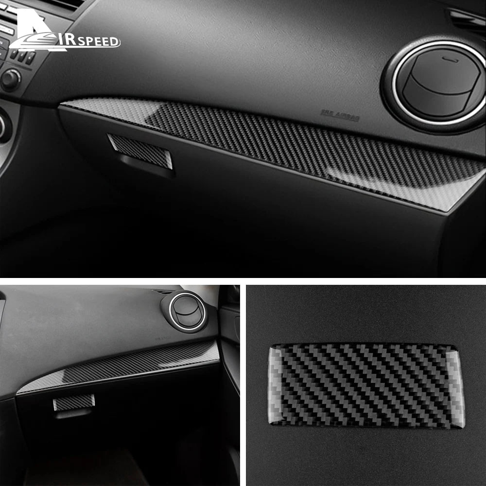 Real Soft Carbon Fiber For Mazda 3 2010 2011 2012 2013 Co-pilot Dashboard Holder Trim Interior Cover Sticker Car Accessories