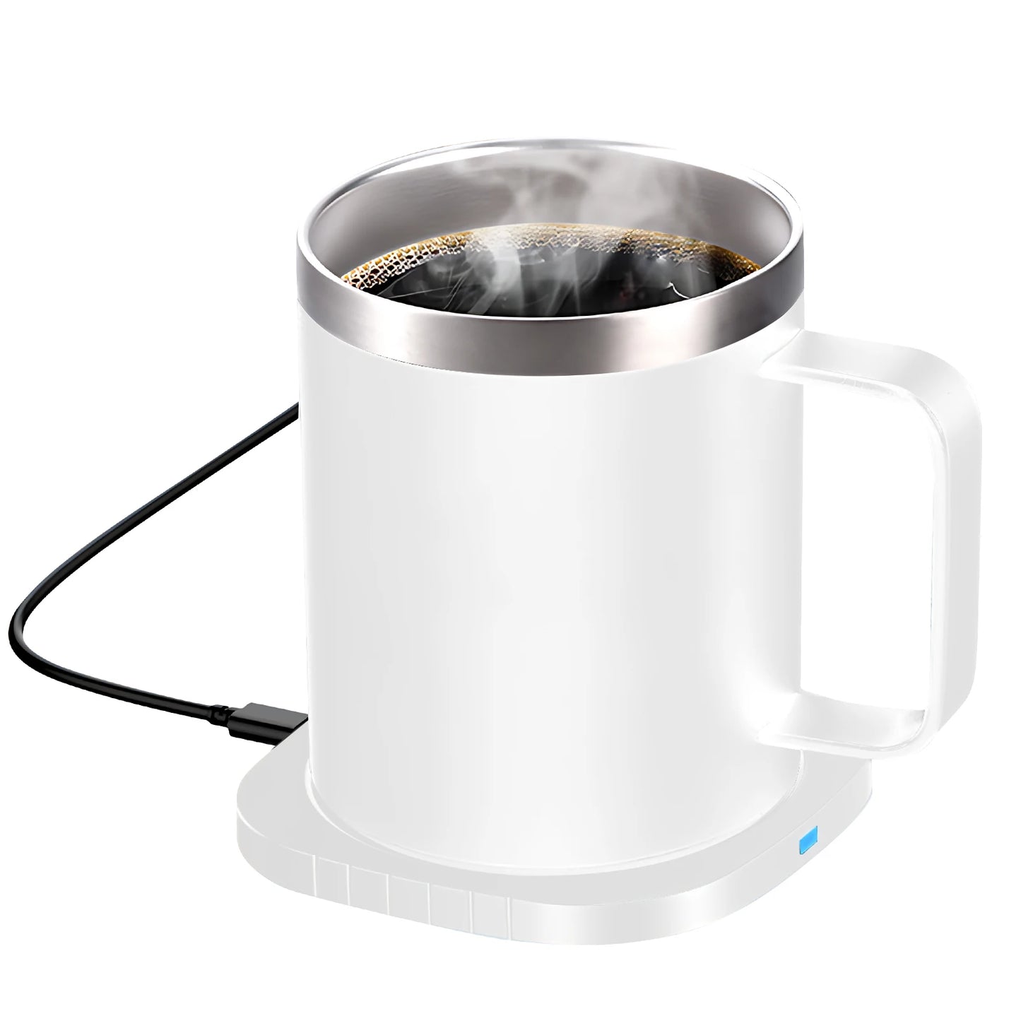 2 IN 1 Coffee Mug Warmer and Wireless Charger with Cup and Lid 55℃/131℉ Intelligent Constant Temperature 10.5oz