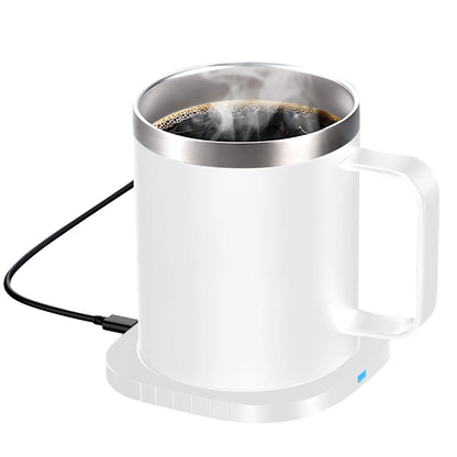 2 IN 1 Coffee Mug Warmer and Wireless Charger with Cup and Lid 55℃/131℉ Intelligent Constant Temperature 10.5oz