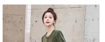Fashionable Corduroy Set Women's Autumn Winter New Style Elegant Lady Fragrance Wind Coat Wide Leg Pants Two Piece Suit