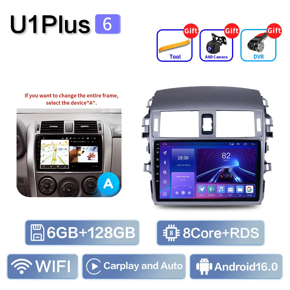 Carplay Android Auto for Toyota Corolla E140/150 2006 2007-2013 Multimedia Automotive Subwoofer Autoradio Android DSP 4G