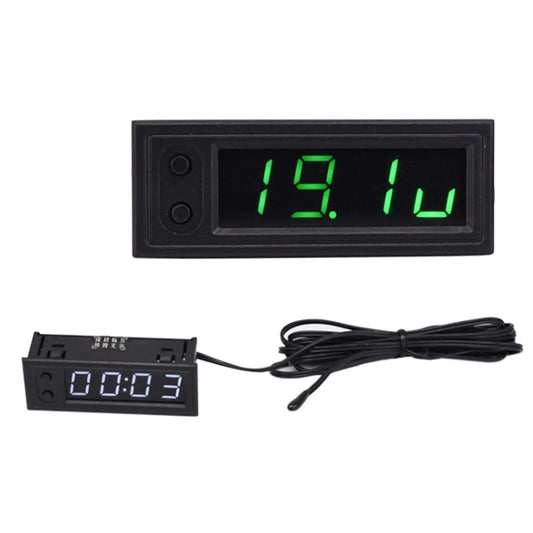 Car Clock Temperature Voltage Monitor Panel Meter Light in Weight Professional Premium 3-In-1 Durable Accessories Multifunction