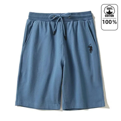 100%pure cotton high-end brand men's shorts summer fashion pony embroidery Paul breathable casual pants beach pants sports pants