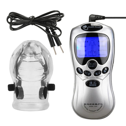 Estim Electric Shock Penis Ring Electro Trainer Massage Cup Chastity Penis Seelve Cockring For Men Dick Electrostimulation