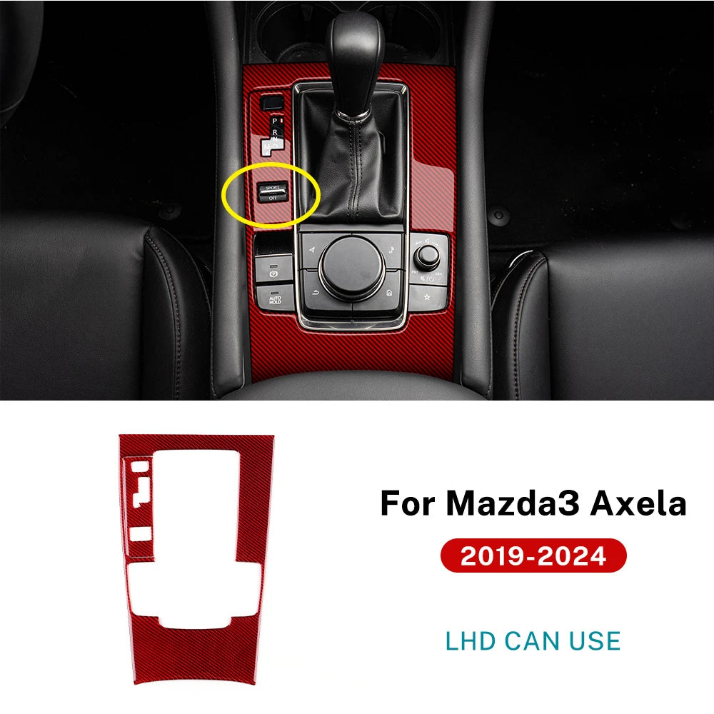 For Mazda 3 Axela BP 2019 2020 2021 2022 2023 2024 2025 Real Soft Carbon Fiber Sticker Automatic AT Car Gear Shift Panel Trim