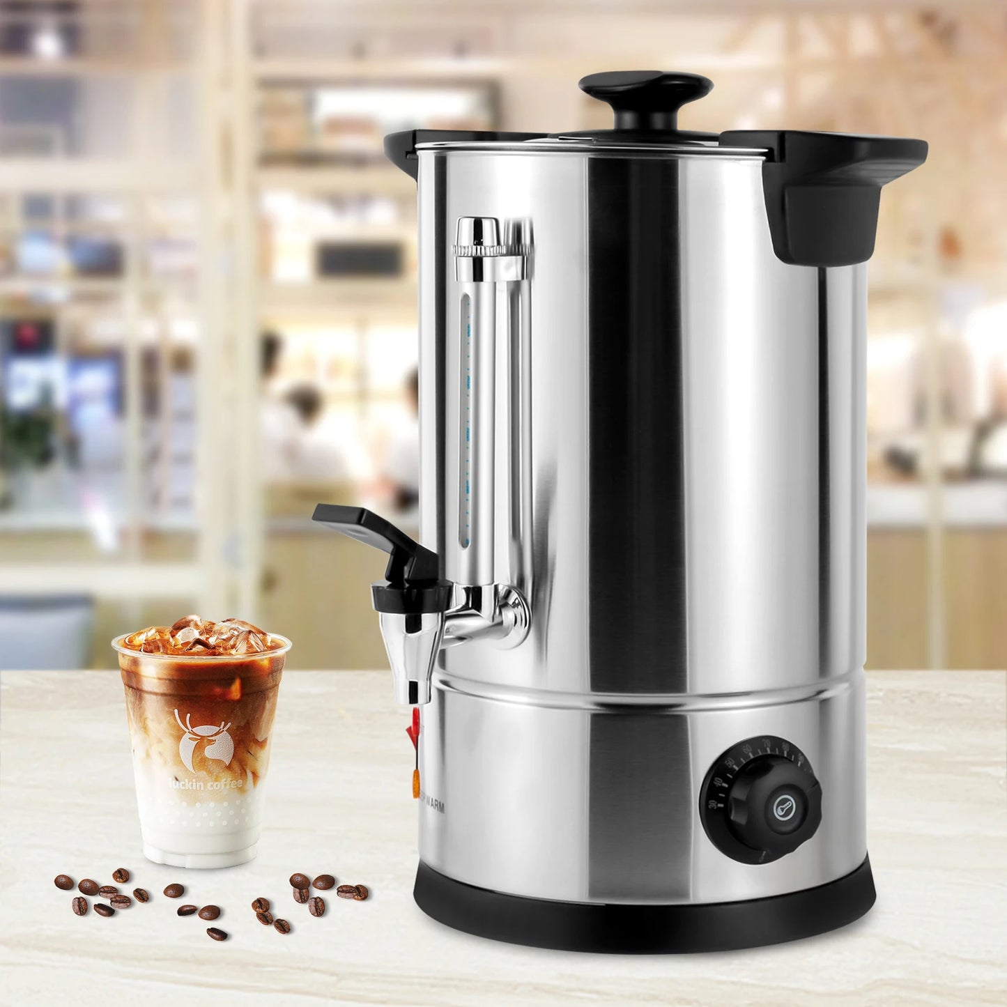 5L Stainless Steel Coffee Urn 1kw Electric Coffee Maker Adjustable Temperature Hot Water Urn for Tea Hot Chocolate Coffee