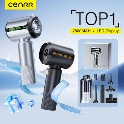 CENRR New Car Vacuum Cleaner 7500mAh Strong Suction Powerful Portable HandHeld Car Cleaner Home Gift Dust Display Lamp Air Gun