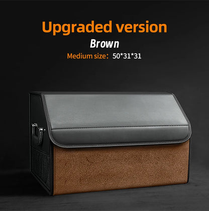 Car Suede Trunk Organizer Large Capacity Leather Foldable Storage Box Portable Multifunctional Tool Organizer Car Accessories