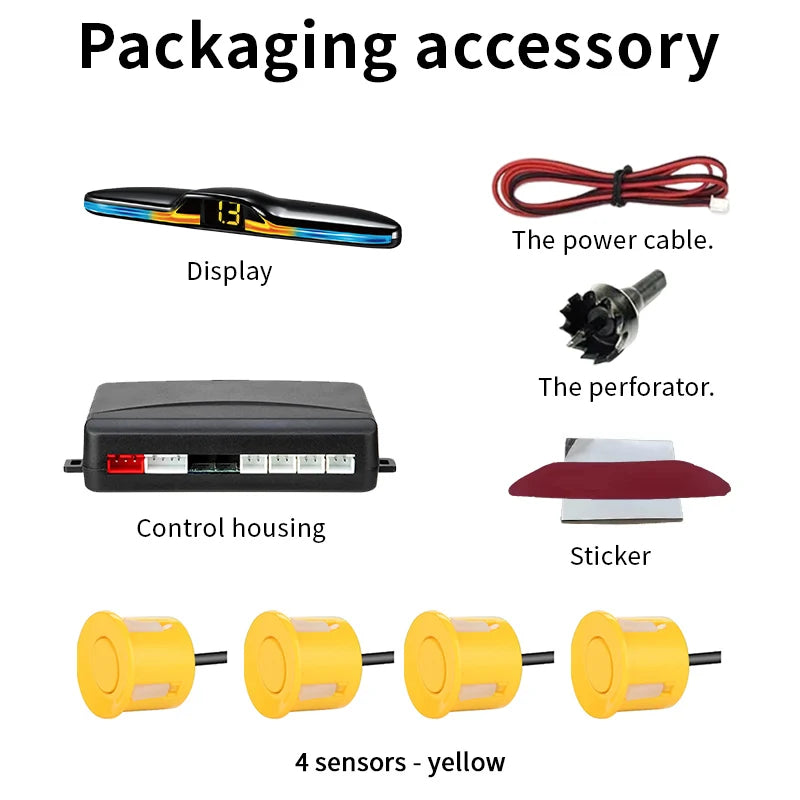 Source Factory 4-Probe Parking Sensor System 22mm 12V Voice Prompt Waterproof Reversing Radar Car Parking Assistance Kit