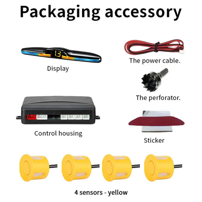 Source Factory 4-Probe Parking Sensor System 22mm 12V Voice Prompt Waterproof Reversing Radar Car Parking Assistance Kit