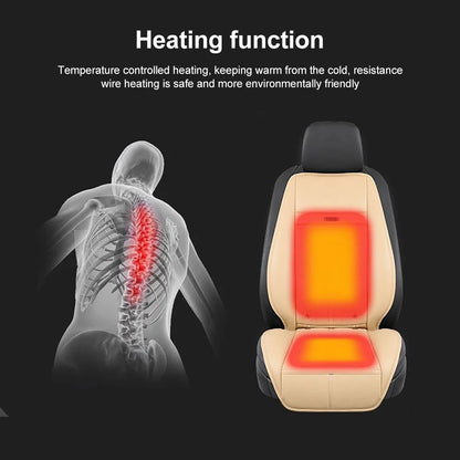 Luxury Heated and Cooling Car Seat Cover, Ventilated Cooling Car Seat Warmer Cushion 12-24V Universal Fit, Classic Black