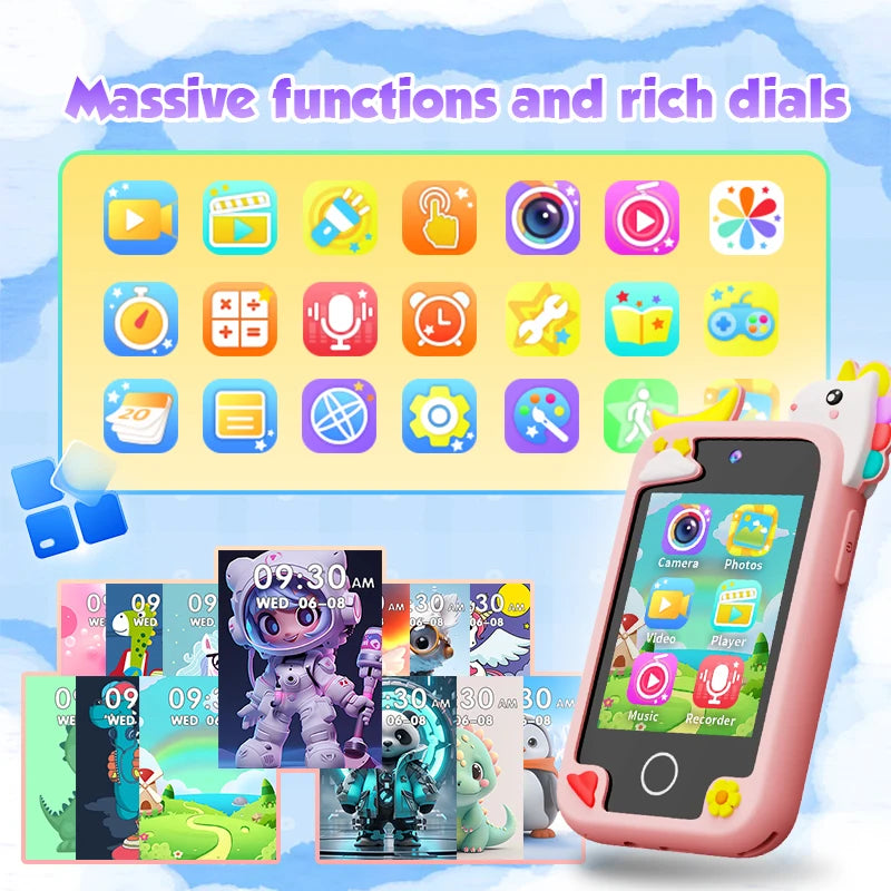 New Mini Phone Children Toy Musical Unicorn Dinosaur Baby Mobile Camera MP3 Player Educational Toys Kids Christmas Birthday Gift