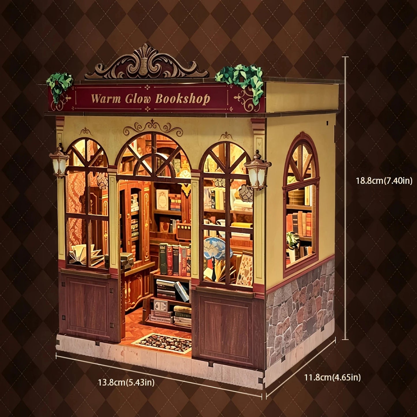 Retro Bookstore Miniature Dollhouse 3D Wooden Puzzle DIY Handmade Assembly Model Kit Home Decoration Birthday Gift For Adults