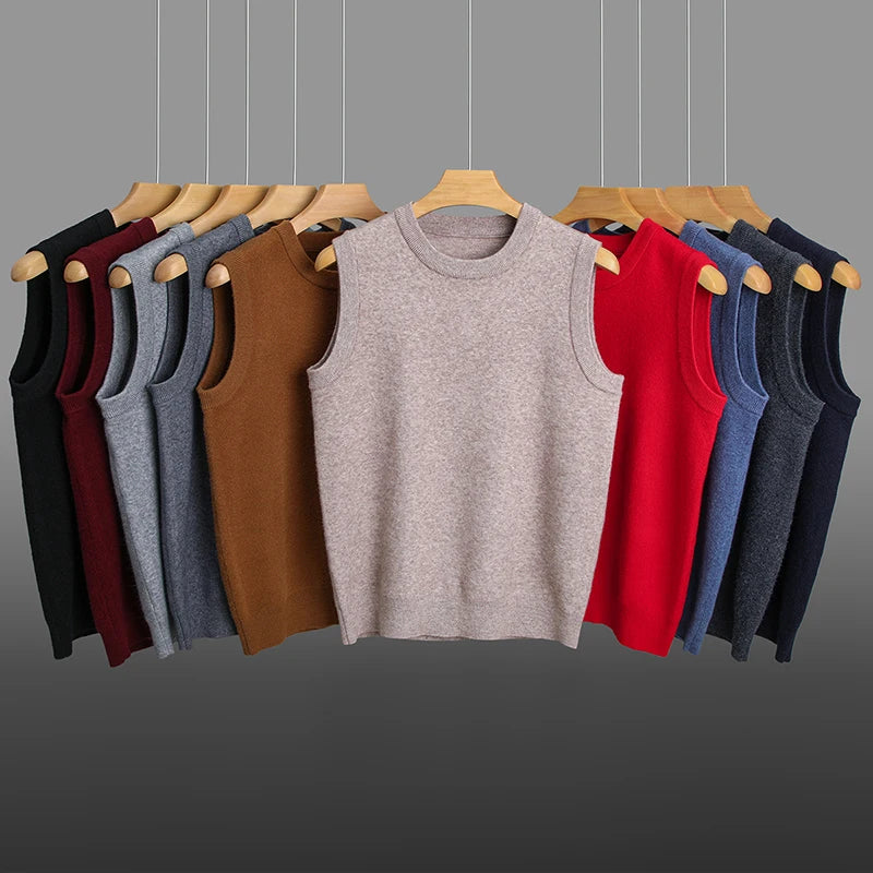 Top Grade Thick Anti-Pilling New Oneck Brand Business Casual Fashion Men Knit Pullover Sweater Vest Autum Winter Sleeveless