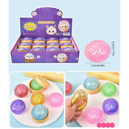 12pcs Small Colorful Dumpling Squishes Stress Balls Fidget Sensory Toys Simulation Food Squishies Bun Squeeze Dough Ball Gifts