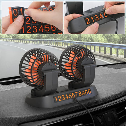 Car Fan 360° Adjustable 1/2/3/4 Head Air Fan Automotive Electric Fan USB/12V/24V Fan 2 Speeds Car Silent Fan for Home Desk Car