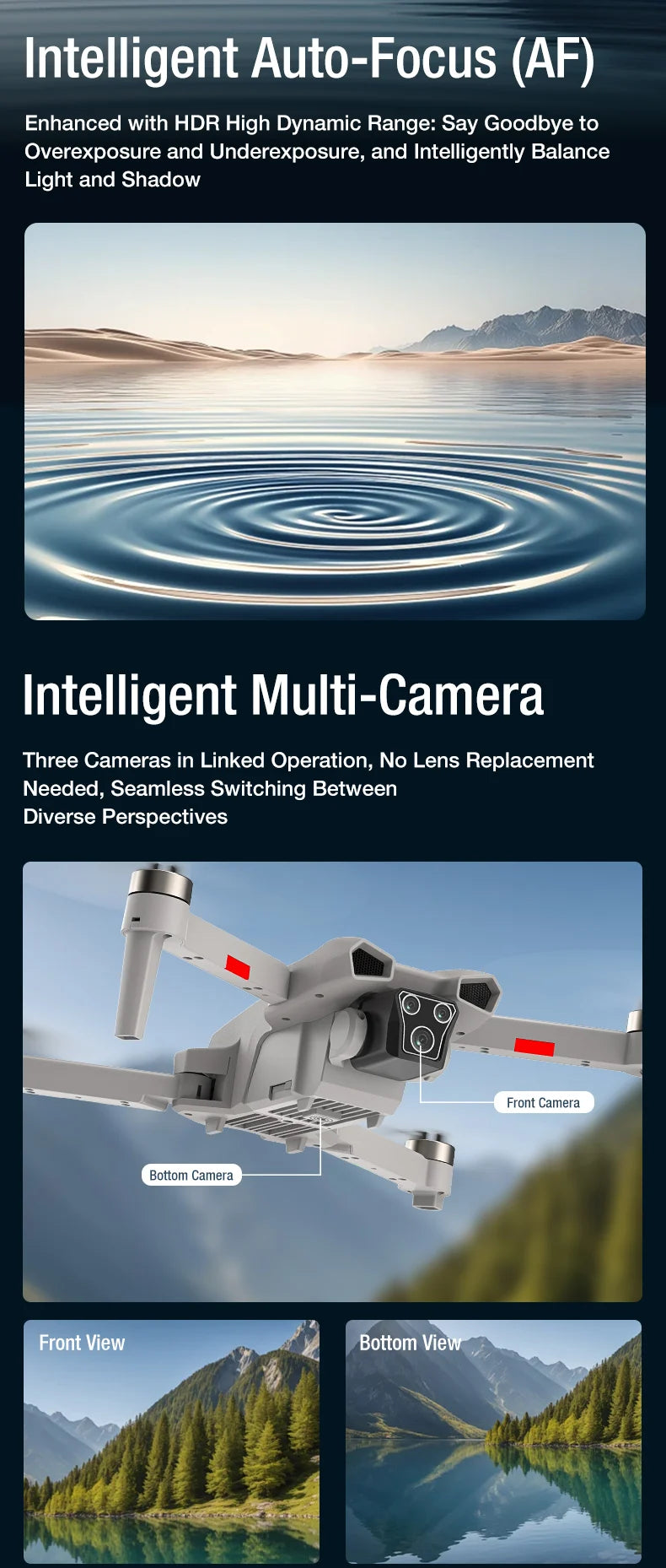 FPV 8K 3-Camera RC Drone Professional Quadcopter Aircraft Gesture Shooting Brushless 360° Roll Optical Hover Helicopter Toy Gift