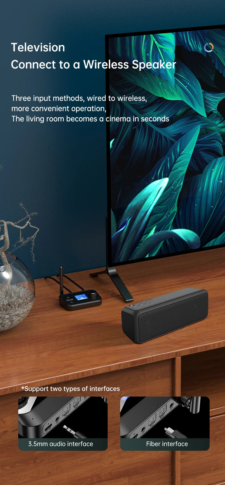 6 in 1 Long Range Bluetooth 5.1 Audio Transmitter Receiver RCA 3.5mm AUX USB Dongle Stereo Wireless Adapter For PC TV Headphones