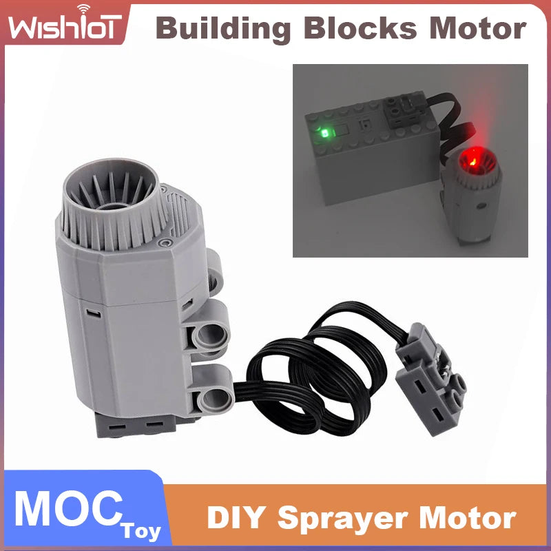 New MOC Simulated Spray Motor Smoke Electric Exhaust Parts Building Blocks Car PF Model Technical Parts Power Functions Motor