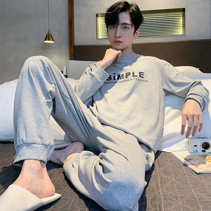Soft Cotton Pajamas Autumn Men's Plaid Sleepwear Big Yards L-4XL Pajama Sets Casual Sleep&Lounge Pyjamas Pijamas Hombre