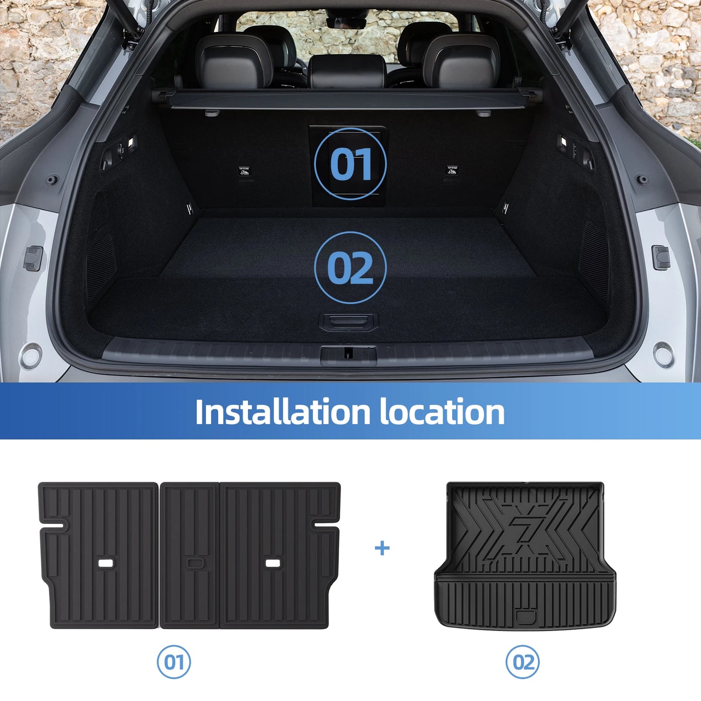 RHD for Zeekr 7X 2024-2026 Car Floor Mats Cargo Liner Trunk Pad TPE 3D Foot Mat Waterproof All Weather Accessories Black