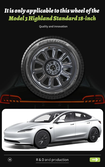 4PCS for Tesla 2026 Model 3 Standard 18 Hub Caps, Full Rim Covers Replacement Wheel Cover Accessories for Standard Edition