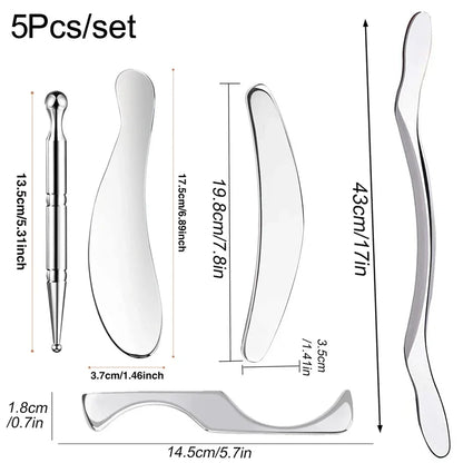 1/4/5/7pcs Stainless Steel Gua Sha Scraping Massage Tool Set IASTM Tools Great Soft Tissue Mobilization Tool