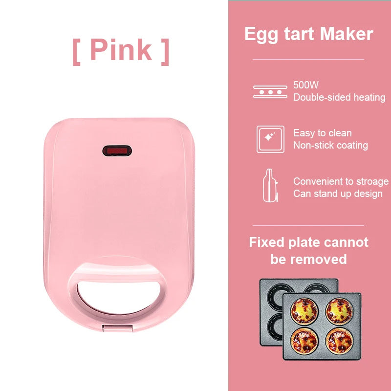 DMWD Eggs Tart Roaster Pancake Frying Pan Waffle Bowl Breakfast Machine Sandwich Hamburger Grill Patty Maker Cupcake Muffin Oven