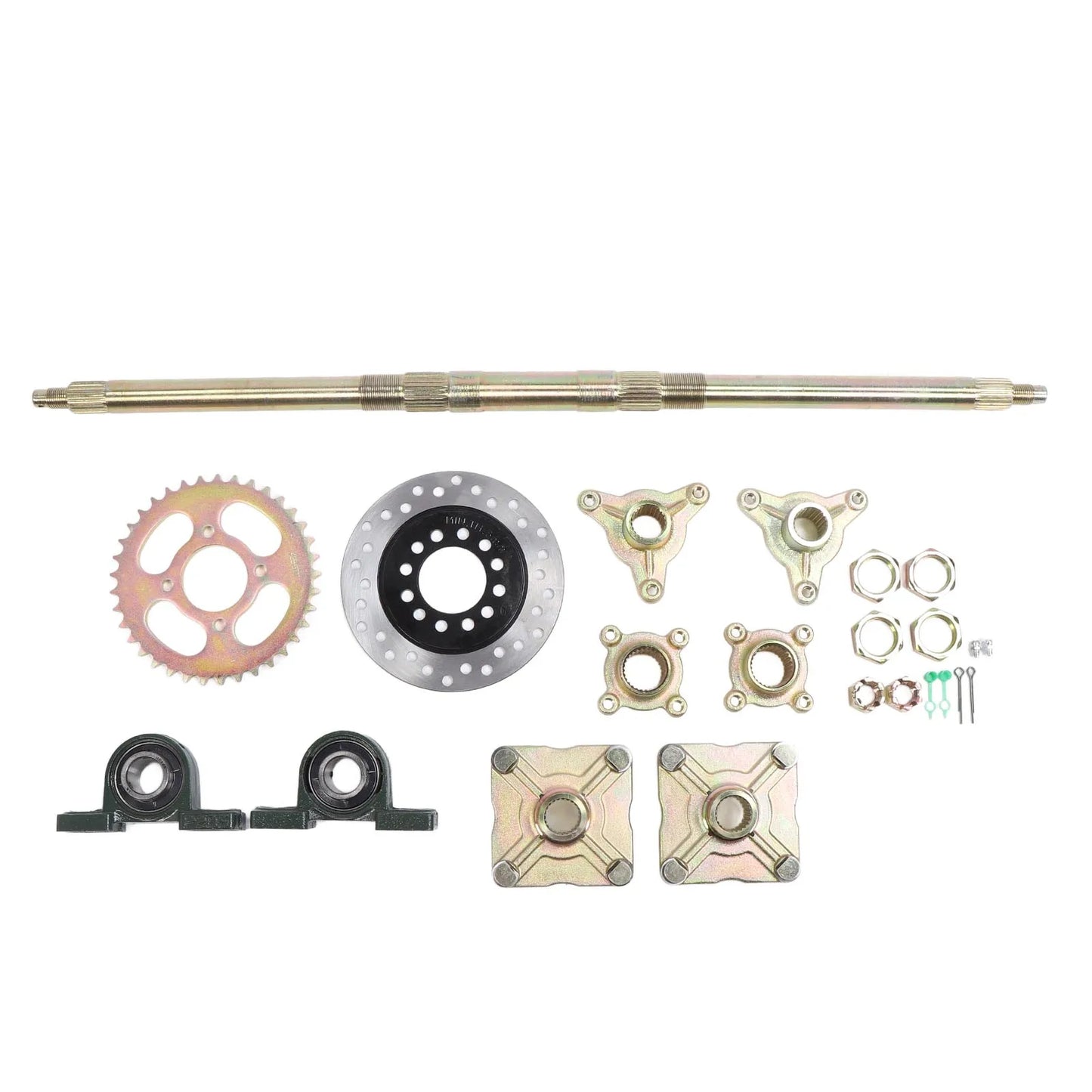 Heavy Duty 740mm Go Kart Rear Axle Kit with 37T Sprocket & Brake Disc for 50-150CC DIY ATVs Quads Drift Trikes