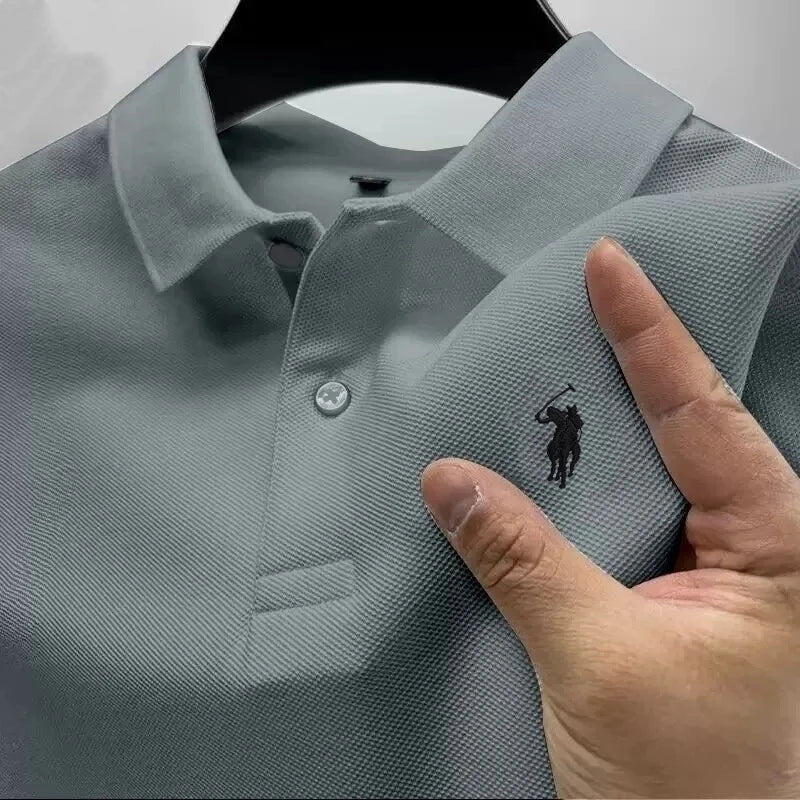 New Men's High-Quality Embroidered Logo Short-Sleeved Polo Shirt, Summer Fashion, Casual, Comfortable, Breathable T-Shirt Top