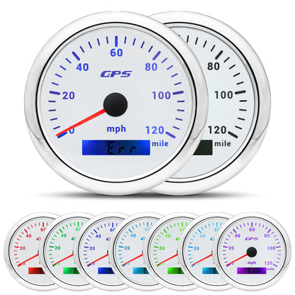 A 85MM GPS Speedometer For Motorcycle Marine Boat 30~200 Kmh Boat Car Truck Speed Gauge Meter With GPS Antenna 7 Color Backlight
