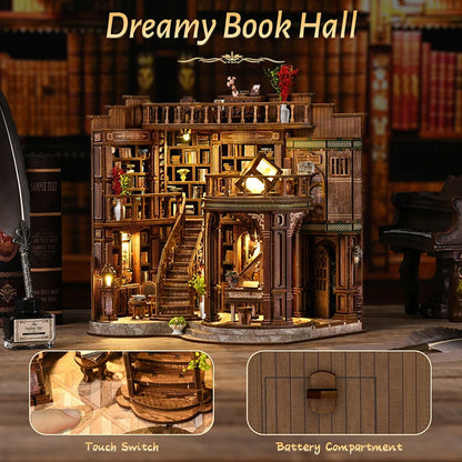 Book house assembly, architecture, book models, ornaments, miniature kits, DIY handmade toy sets, bedroom and room decorations