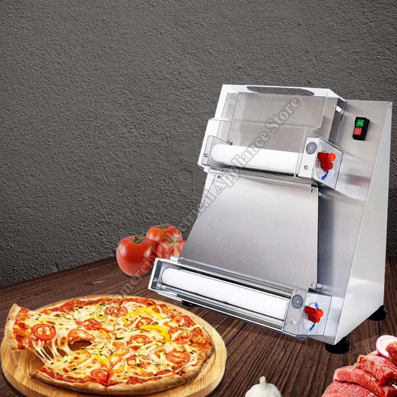 Electric Pizza Forming Machine Commercial Stainless Steel Bakery Bread Dough Former Roller Sheet Pressing Cake Maker