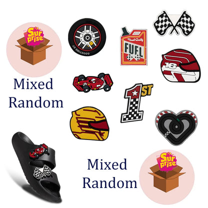 8PCS/Set Racing gasoline tires Croc Charms Bulk Theme Shoe Charms PVC Waterproof  DIY Shoe Accessories for Party Favors