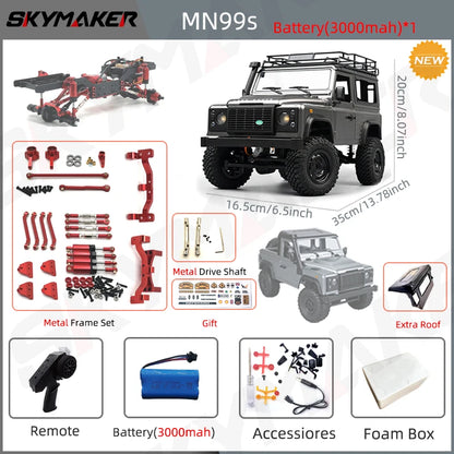 New MN99S V2 1:12 Scale MN Model RTR RC Car 2.4G 4WD RC Rock Crawler MN98 MN99 Defender Pickup Remote Control Truck Toys