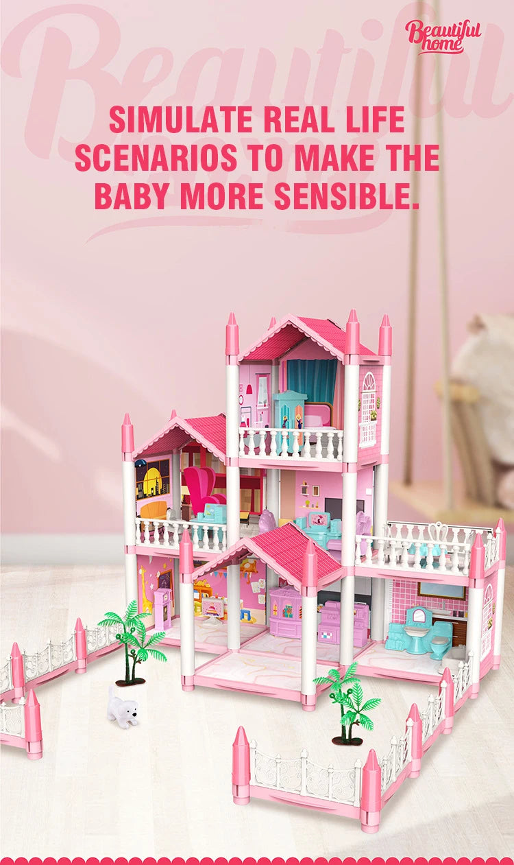 DIY Doll House Assembly Villa Castle Model Furniture Accessories Home Decoration Girl Role Play Educational Toy Christmas Gifts