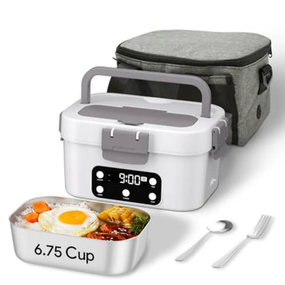 Cordless Electric Lunch Box 6.75 Cup Automatic Food Warmer 212°F Rechargeable Portable Heated Meal Container for Office Travel