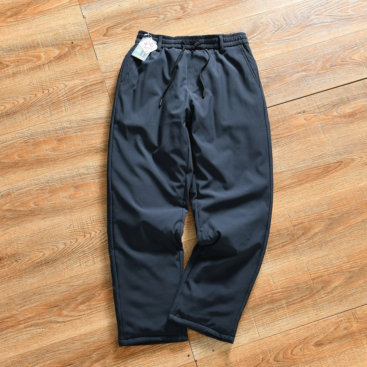 Thickened Fleece Lined Loose Straight Leg Cotton Pants for Men Winter Outdoor Sports Warm Self-Heating Casual Basic  Color