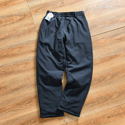 Thickened Fleece Lined Loose Straight Leg Cotton Pants for Men Winter Outdoor Sports Warm Self-Heating Casual Basic  Color
