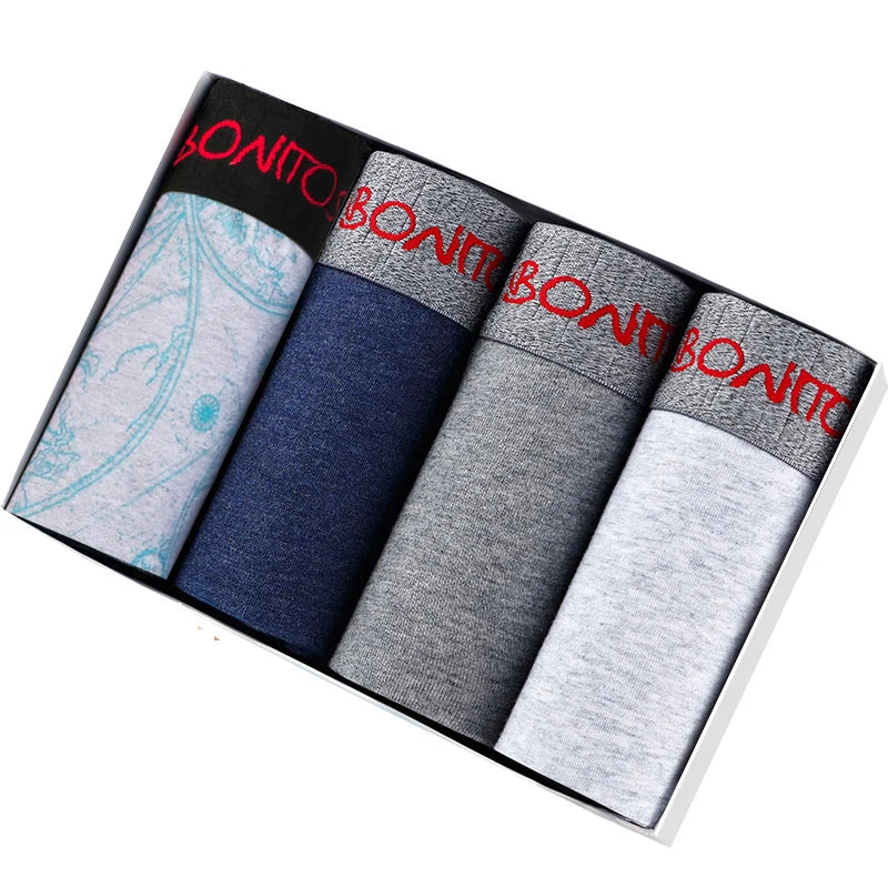 4Pcs Mens Underpants Sexy Boxers Underwear Man Cotton Men's Panties Brand Male Boxer Shorts
