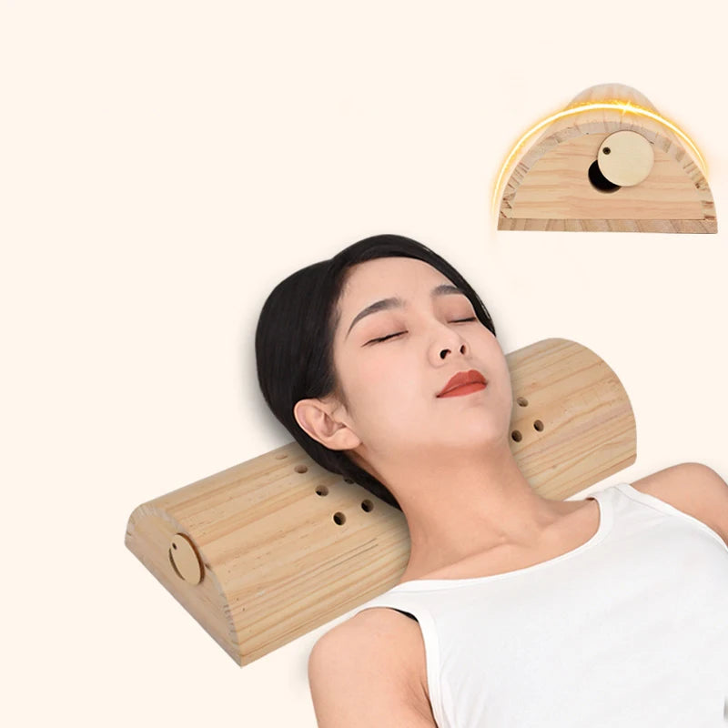 Wooden Moxibustion Pillow Cervical Pillows Neck Waist Warm Massage Moxa Stick Burner Body Relax Joint Pain Relief Health Care