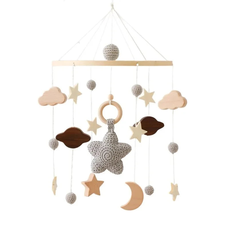 Baby Rattle Toy Bed Bell Bracket Wooden Mobile 0-12 Months Newborn Crochet Bed Bell Hanging Toys Holder Bracket Infant Crib Gift