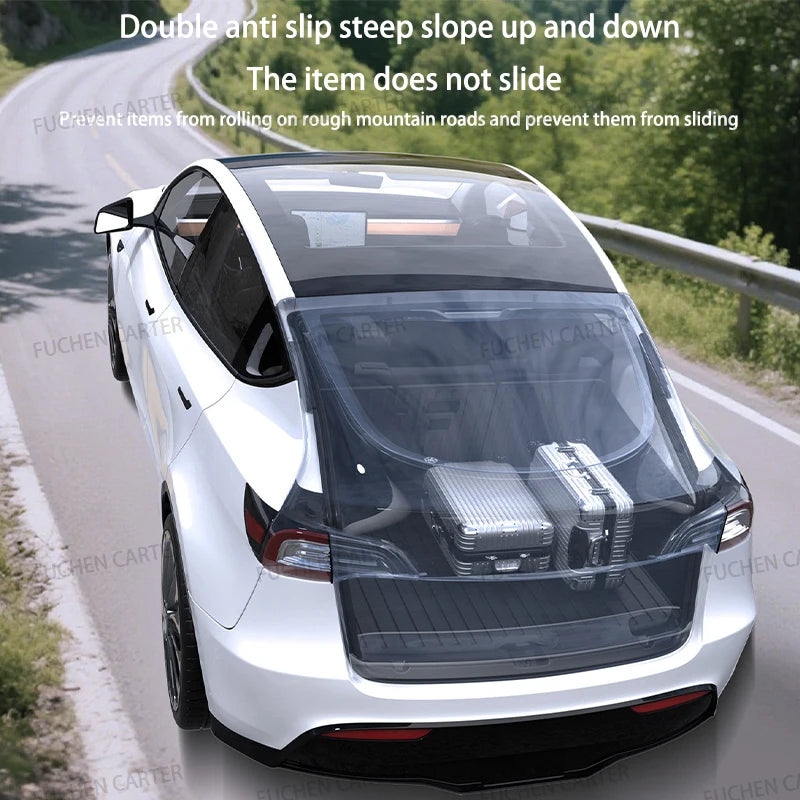 For Tesla Model Y Juniper 2025 2026 TPE Car Front Rear Trunk Mat Waterproof Wear-resistant All Weather Trunk Mats Backrest Mats