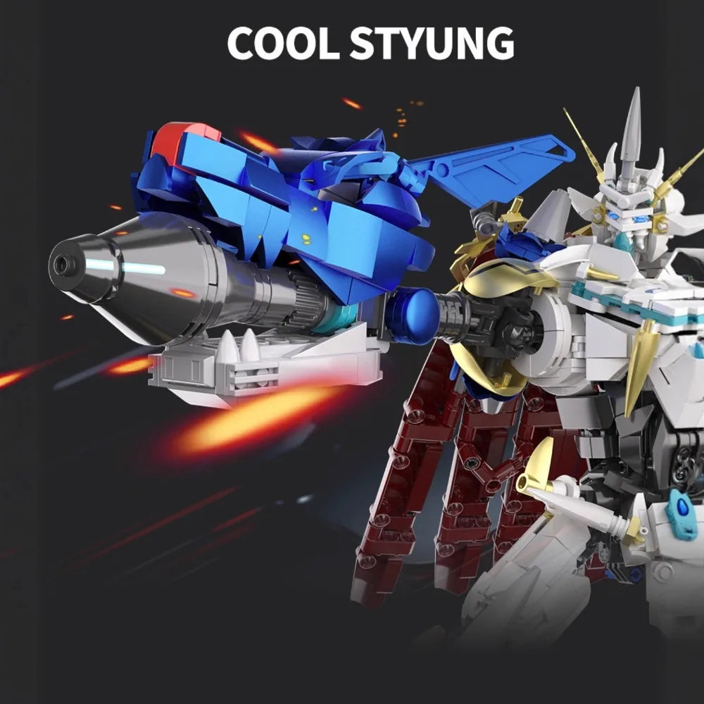 1825pcs Holy Sword Mecha Building Kit Transformable Robot Model with Stand Small Particle Assembly Toy for Adults Teens
