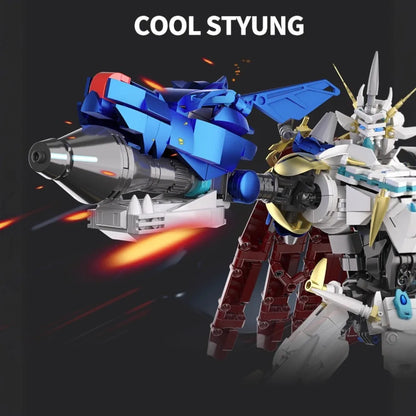 1825pcs Holy Sword Mecha Building Kit Transformable Robot Model with Stand Small Particle Assembly Toy for Adults Teens