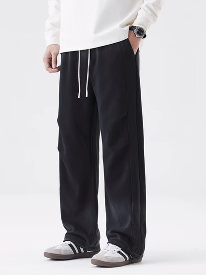 2025 Autumn New Gradient Color Washed Sweatpants Men Heavy Cotton Wide Leg Knit Sports Pants Loose Fit Straight Trousers