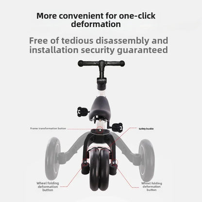 Children's Multifunctional Slide Ride-On Push Cart Trike Three-in-One Lightweight Baby Multifunctional Trike for Toddlers